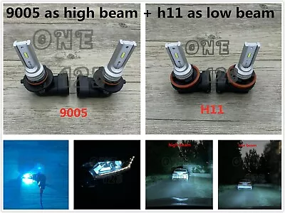 9005+H11 8000K Ice Blue Combo LED Headlight Bulbs Kit High Low Beam Super Bright • $15.98