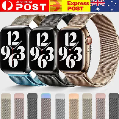 $6.99 • Buy For Apple Watch IWatch Band Series 9 8 7 SE 6 5 4 Magnetic Stainless Steel Strap