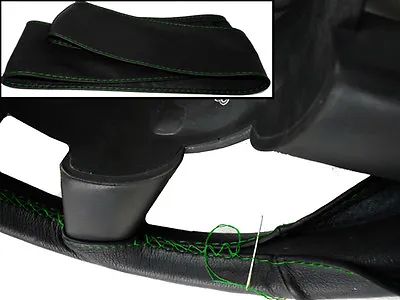 Fits Mg Mgb Gt 1965-1980 Black Italian Leather Steering Wheel Cover Green Stitch • $39.76