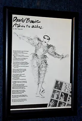 DAVID BOWIE Framed A4 Ashes To Ashes 1980 SINGLE Song Sheet Music ART Poster • £13.99