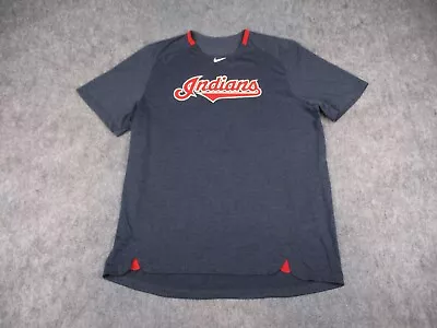 Cleveland Indians Shirt Mens XL Blue Nike Dri Fit MLB Authentic Short Sleeve Tee • $24.99