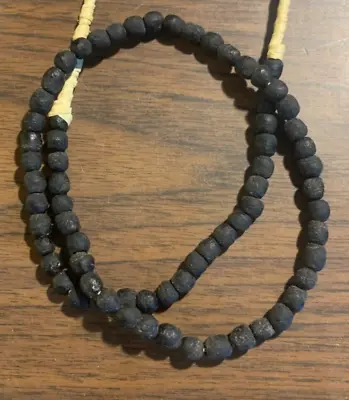 Vintage African Glass Beads - Trade Bead Necklace - Ghana Black Glass Strand • $11