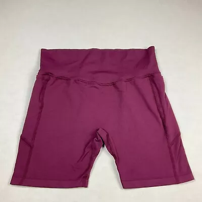 Victorias Secret PINK Active Biker Compression Shorts Purple Side Pockets Large • $14.99