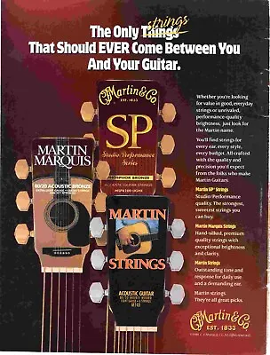 Framed Picture/advert 11x8 Martin Sp & Marquis Guitar Strings • £22.99