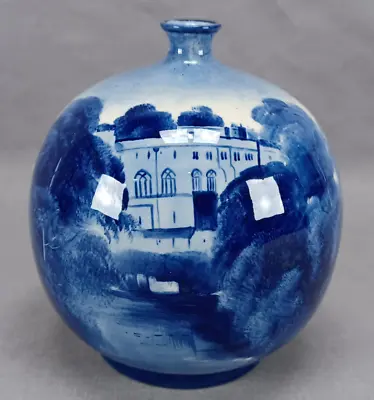 Wardle & Co England Warwick Castle Blue & White Pottery Vase C. 1891-1910 • £144.63