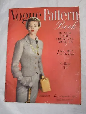 Vogue Pattern Book August September 1949 Fashion Illustration Photography • $19.99