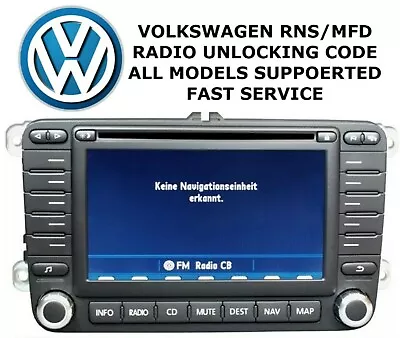 VOLKSWAGEN VW Radio Code All Models MFD2 RNS510 Unlock Code VW • $4