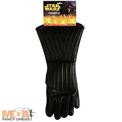 Darth Vader Mens Black Gloves Star Wars Fancy Dress Adult Costume Accessory New • £14.99