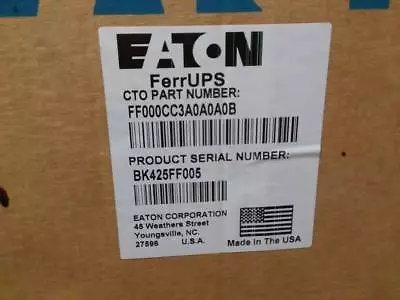 $1550 • Buy Eaton FerrUPS FF000CC3A0A0A0B 1.8kVA 1.25kw 120vac 14amp