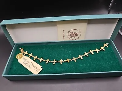 Vintage Vatican Library Collection Gold Plate Cross Bracelet With Box 7  • $14.99