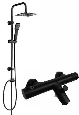 £99.95 • Buy Modern Thermostatic Bath Shower Mixer Taps Deck Mounted Black Bathroom And Kit