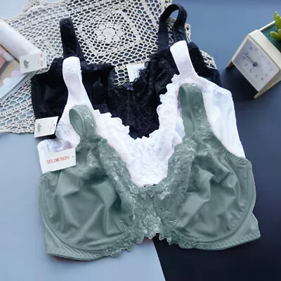 $20.44 • Buy SUPER Plus Size 10-32 BCDEFGHI Womens Lace Full Coverage Underwire Minimiser Bra