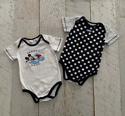 DISNEY Baby Boys Sz 12 -18 Months . “ MICKEY MOUSE “ One-piece Cotton X2 VGUC • $8.90