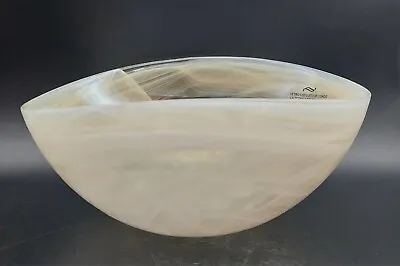 Murano Art Glass Oval Bowl Amber White Swirl Iridescent Tammaro Home Italy • $19.99