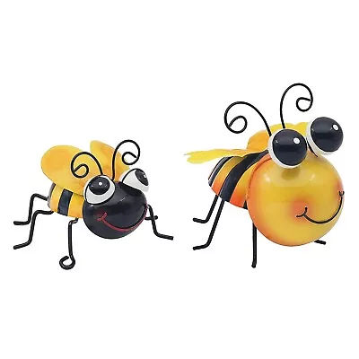 2pcs Yellow Ladybird Beetle Metal Statues Garden Decor Patio Yard Lawn Ornaments • £14.50