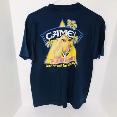$22.99 • Buy Vintage 1988 JOE CAMEL 75th Birthday Navy Camel Cigarette T Shirt CP1870