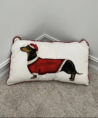 Isaac Mizrahi Christmas DACHSHUND Doxie Feather Dog Large Rectangular Pillow NWT • $55