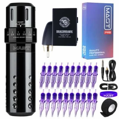 $299.95 • Buy Mast Flip Wireless 2.6-4.0mm Six Stroke Rotary Tattoo Pen Machine B1 Battery Kit