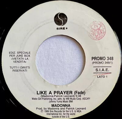 MADONNA -Like A Prayer/Act Of Contrition- Rare Italian 7” Promo (Vinyl Record) • $61.65