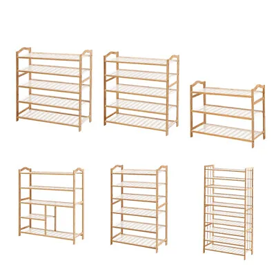 $60.99 • Buy Levede Shoe Rack Bamboo Storage Organizer Shelf Shelves Stand 3/4/5/10 Tier