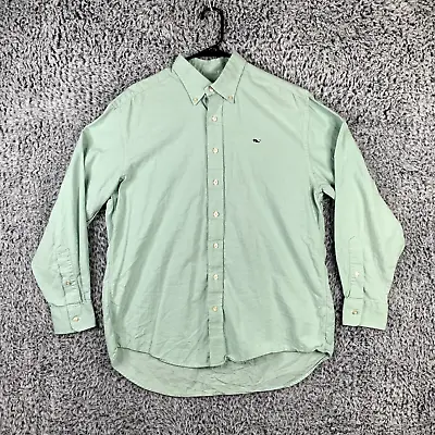 Vineyard Vines Shirt Mens M Light Green Long Sleeve Button Up WHALE Shirt Stains • $7.56