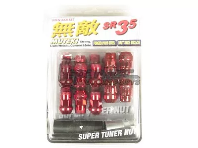 Muteki SR35 Extended Closed Ended Wheel Tuner Lug Nuts Chrome Red 12x1.5mm NEW • $75.49