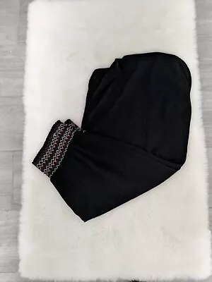 Mossimo Woman's Black Crop Pants Contrast Waist Size L • $12.99
