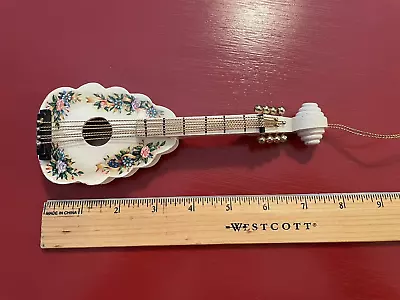 6 String Mandolin Guitar Instrument Music Christmas Ornament White/Floral • $12