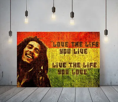 Musician Bob Marley 2-framed Canvas Wall Art Picture Paper Print- Red Yellow • £16.99