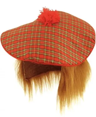 TARTAN HAT Scottish Tam O Shanter Ginger Hair Men Fancy Dress Adult Wig Stag Do • £2.99