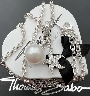 Thomas Sabo Kette Massiv & Pave Carrier & Große Perle & Seestern Charm Anhänger  • $455.22