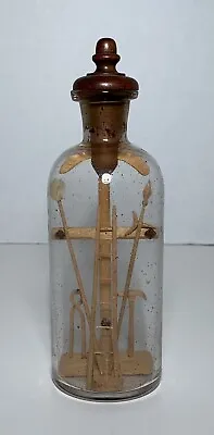 Antique PENNSYLVANIA WHIMSY FOLK ART HAND CARVED WOOD CROSS IN BOTTLE SIGNED • $175