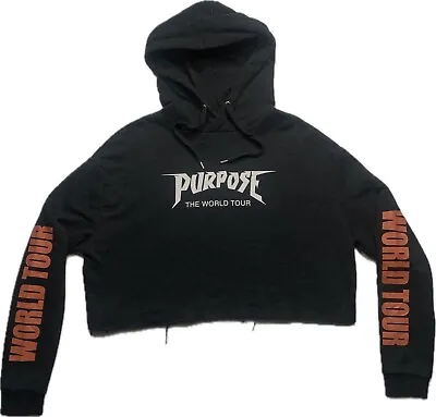 Justin Bieber Сropped Hoodie Purpose World Tour Hip Hop RnB Women's Sweatshirt M • $12.95