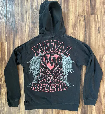 Metal Mulisha Y2K Hearts & Wings Zip Up Hoodie Black Medium Sweatshirt Jacket • $20.76