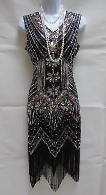 £29.99 • Buy 1920 Style Gatsby Vintage Charleston Sequin Beaded Flapper Dress Size 12