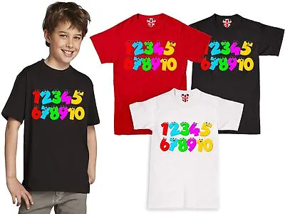 Number Day Kids Boys Girls Tshirt Colorful Maths Symbols Childern Gift T-Shirt • £5.89