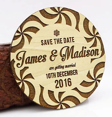 Rustic Wedding Save The Date Wooden Magnet 20 Custom Engraved Wooden-O95 • $81.39