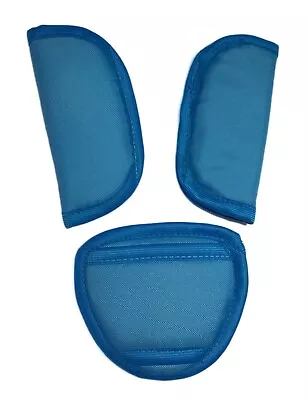 Car Seat Strap Covers & Crotch Pad Universal 3 Piece Baby Stroller  Dark Blue • £5.99