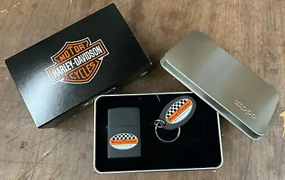 VINTAGE HARLEY DAVIDSON ZIPPO HD397 H-D Gift Set #397 W/ Keychain Unstruck • £80.90