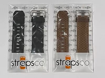 $105 • Buy 2 X Fitbit Ionic Perforated Genuine Leather Straps (black/brown) + FREE POSTAGE