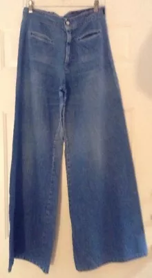 VTG 70s Denim ELEPHANT Bell Bottoms Sz S/M? 28 W Body Lingo Jeans Festival Hippy • $139.50