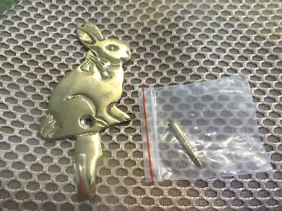 Brass Bunny Rabbit Hook Wall Mount 4 1/2  Tall + Hardware Home Garden Baby Keys • $12