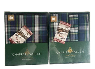 £52.64 • Buy Charles Gallen Tartan Green Blue Plaid Placemat Napkin Set Irish Linen Chalet