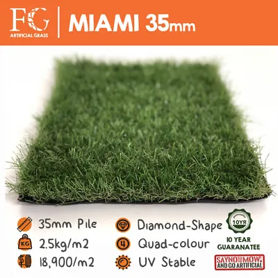 Miami 35mm Artificial Grass Astro Turf Fake Lawn - Bestseller - FREE Delivery! • £0.99