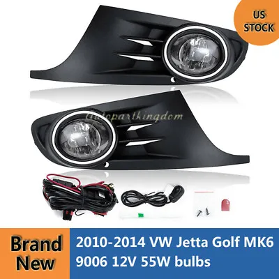 $48.99 • Buy For 2010-2014 Golf MK6 TDI Jetta Sport Wagon Bumper Fog Lights W/Switch + Bulbs