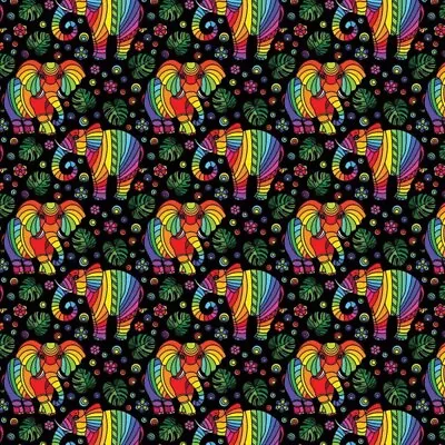 100% Cotton Digital Fabric Mosaic Elephant Rainbow Pride Crafty 140cm Wide • £6.50