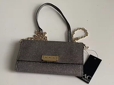 ZAC Zac Posen Earthette Gunmetal Wallet Crossbody With Gold Chain NEW • $81