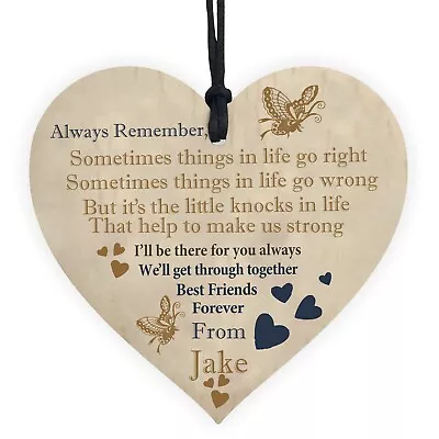 £2.95 • Buy Personalised Friendship Gift Best Friend Wooden Hanging Heart Thank You Gift UK