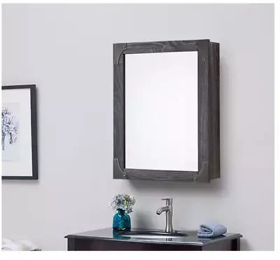 Glacier Bay Medicine Cabinet 20  W X 26  H Rectangular Mirror Distressed Oak • $78.04