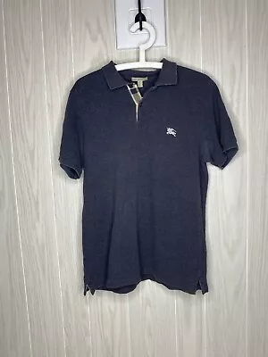 Burberry Brit Grey Short Sleeve Polo Shirt Embroidered Nova Check Size Large • $47.49